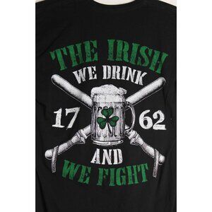 American Apparel Irish Drink and Fight Black Tee Shirt Mens Large